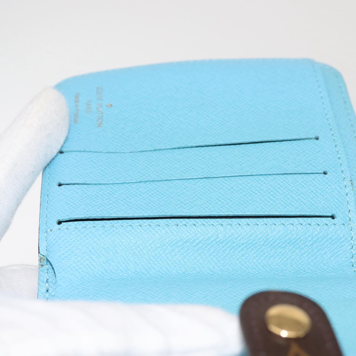 LOUIS VUITTON Monogram Groom Compact Zip Wallet Blue M60036 LV Auth 143001V