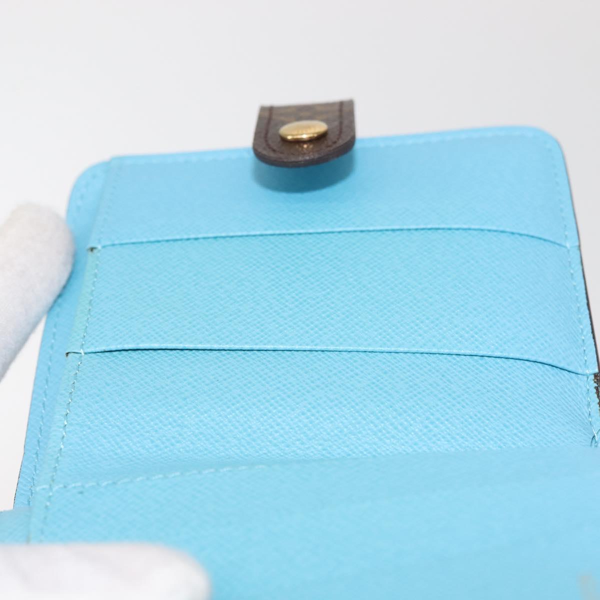 LOUIS VUITTON Monogram Groom Compact Zip Wallet Blue M60036 LV Auth 143001V