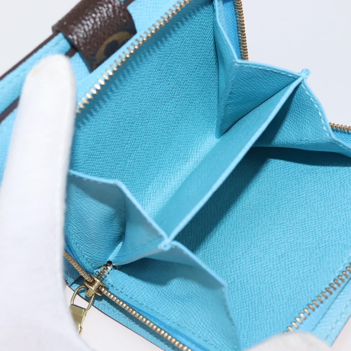 LOUIS VUITTON Monogram Groom Compact Zip Wallet Blue M60036 LV Auth 143001V
