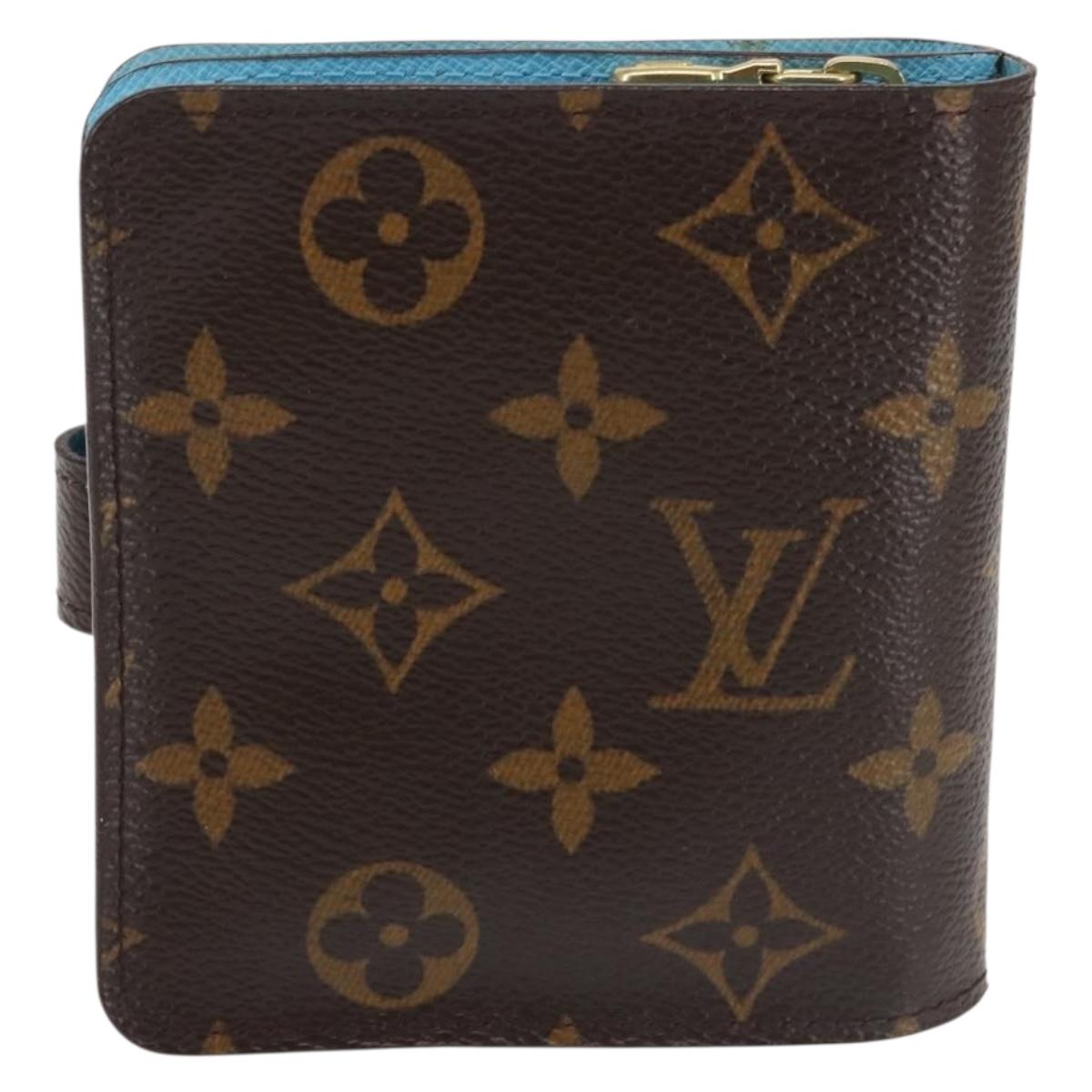 LOUIS VUITTON Monogram Groom Compact Zip Wallet Blue M60036 LV Auth 143001V