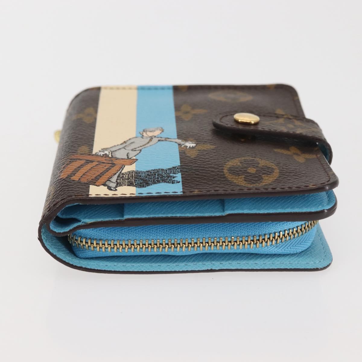 LOUIS VUITTON Monogram Groom Compact Zip Wallet Blue M60036 LV Auth 143001V