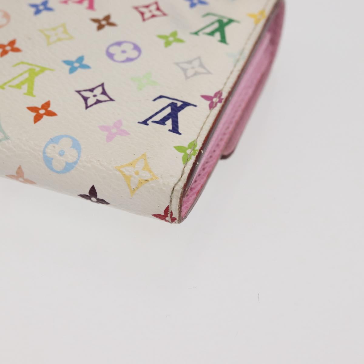 LOUIS VUITTON Multicolor Portefeuille Sarah Wallet White M93532 LV Auth 143004