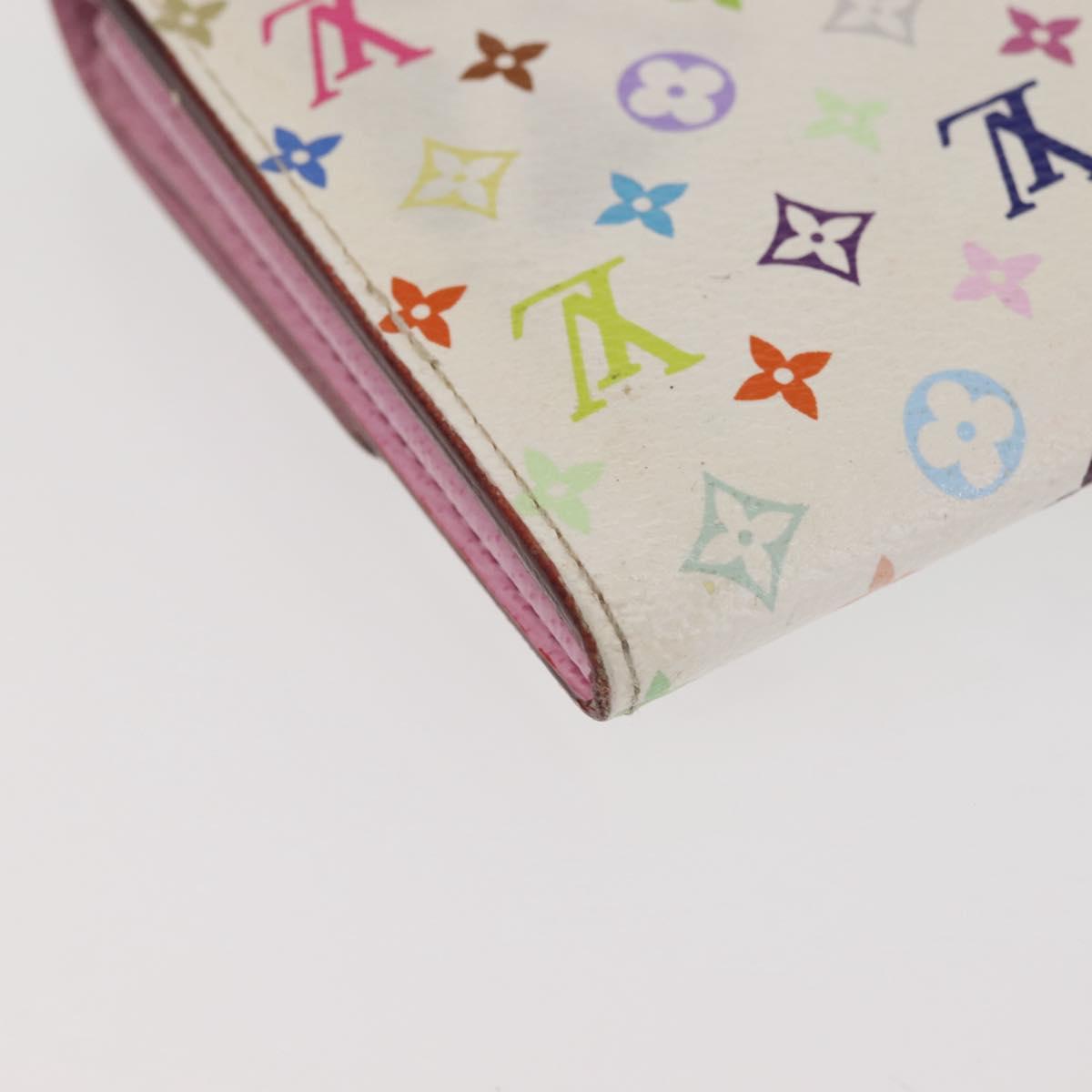 LOUIS VUITTON Multicolor Portefeuille Sarah Wallet White M93532 LV Auth 143004