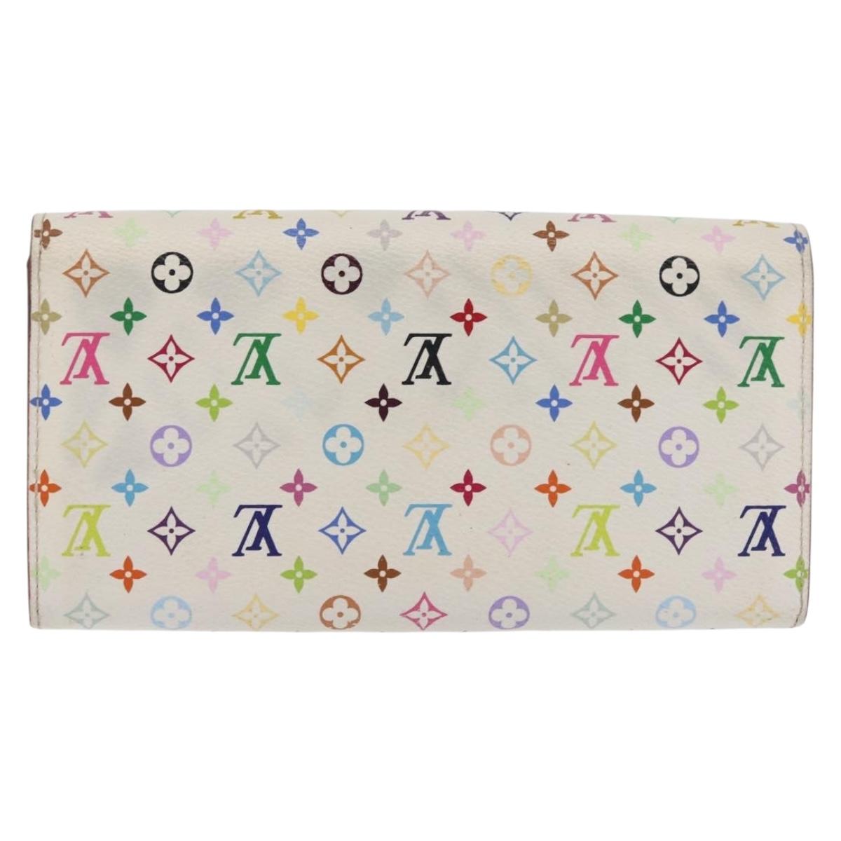 LOUIS VUITTON Multicolor Portefeuille Sarah Wallet White M93532 LV Auth 143004