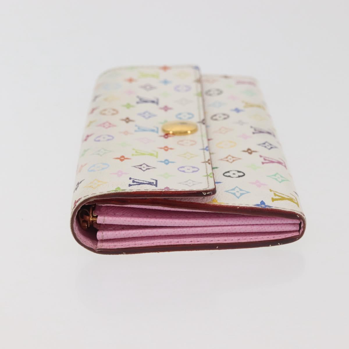LOUIS VUITTON Multicolor Portefeuille Sarah Wallet White M93532 LV Auth 143004