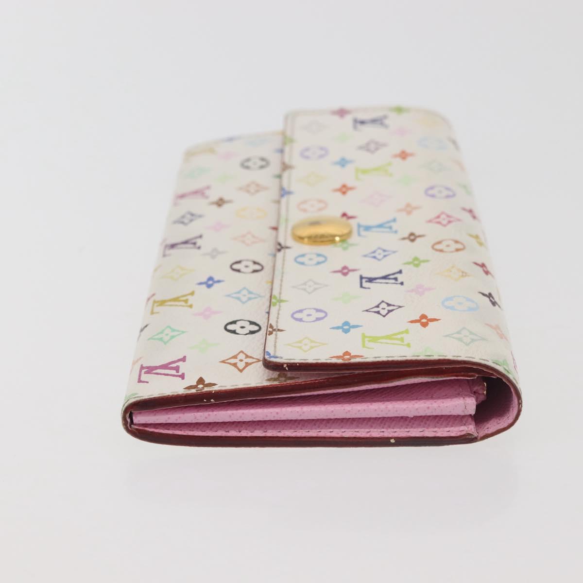 LOUIS VUITTON Multicolor Portefeuille Sarah Wallet White M93532 LV Auth 143004