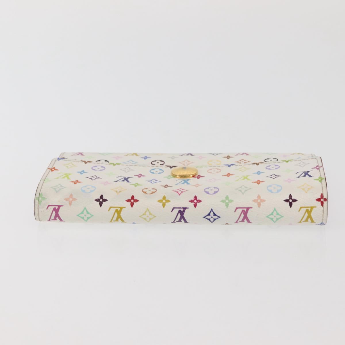 LOUIS VUITTON Multicolor Portefeuille Sarah Wallet White M93532 LV Auth 143004