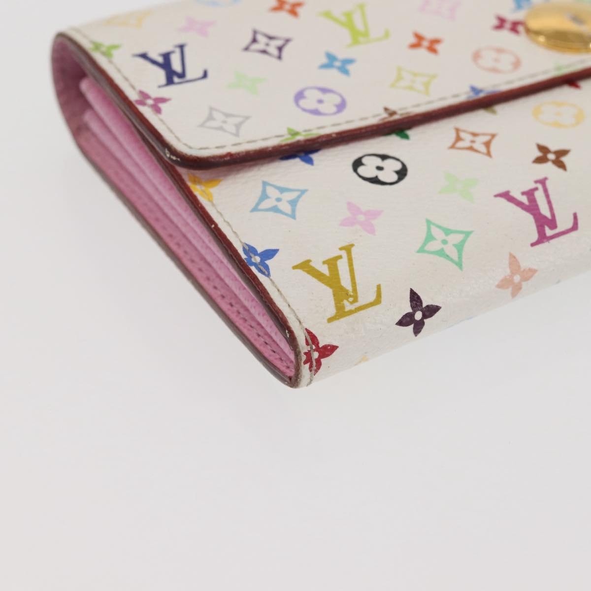 LOUIS VUITTON Multicolor Portefeuille Sarah Wallet White M93532 LV Auth 143004