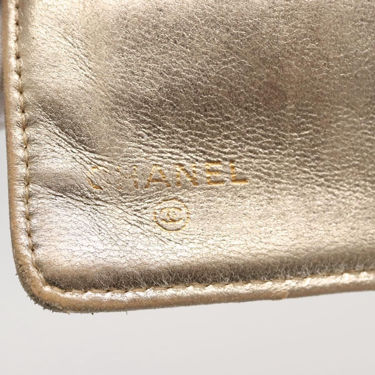 CHANEL Matelasse Long Wallet Lamb Skin Gold CC Auth 143008