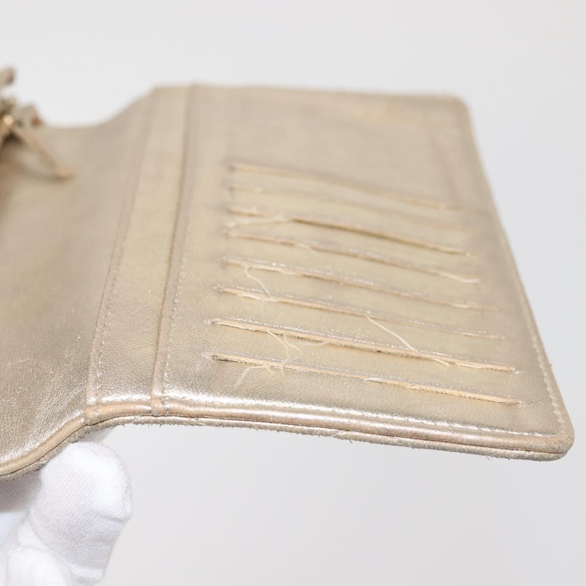 CHANEL Matelasse Long Wallet Lamb Skin Gold CC Auth 143008