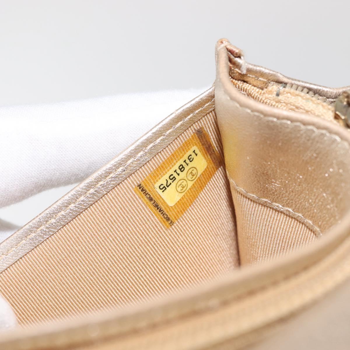 CHANEL Matelasse Long Wallet Lamb Skin Gold CC Auth 143008