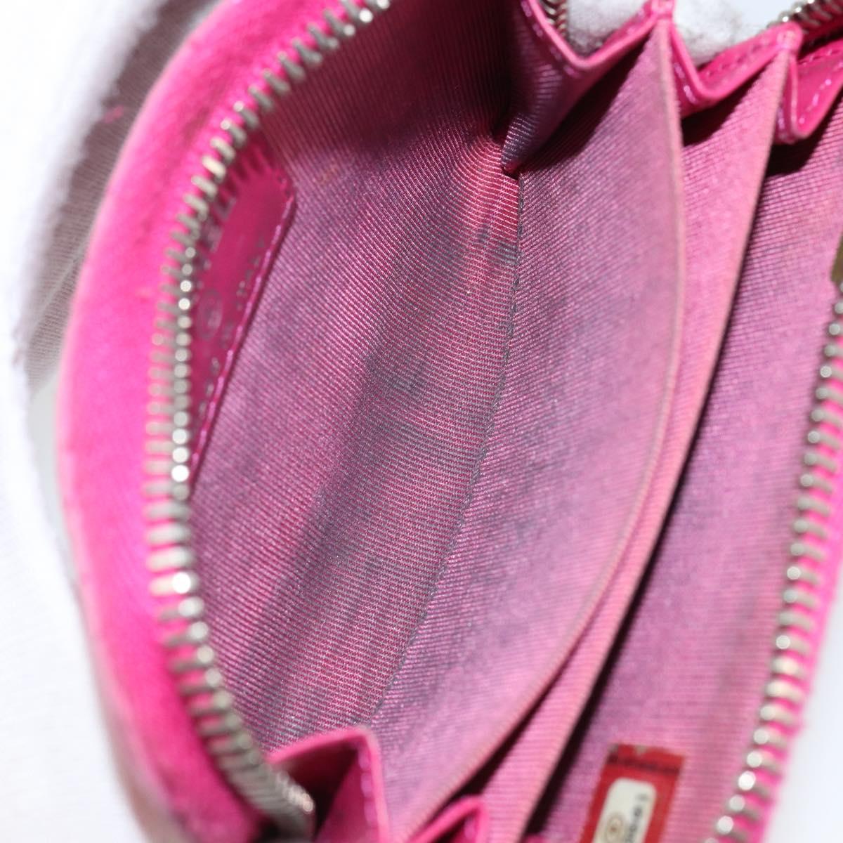 CHANEL Matelasse Coin Purse Caviar Skin Pink Silver CC Auth 143010