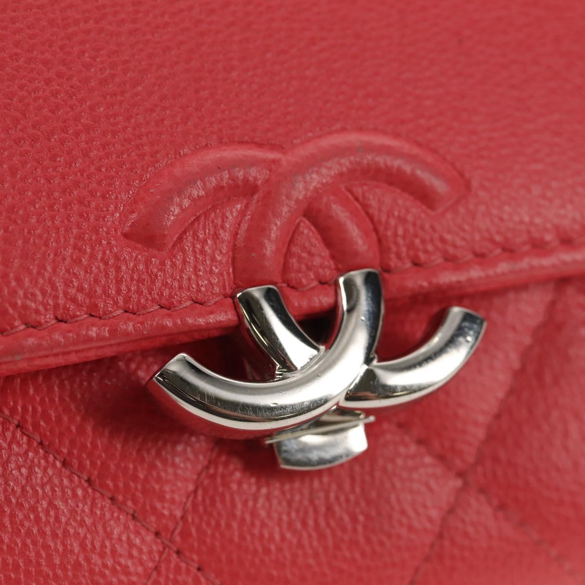 CHANEL Matelasse Compact Wallet Caviar Skin Pink CC Auth 143012M
