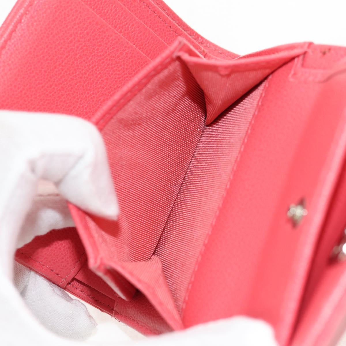 CHANEL Matelasse Compact Wallet Caviar Skin Pink CC Auth 143012M