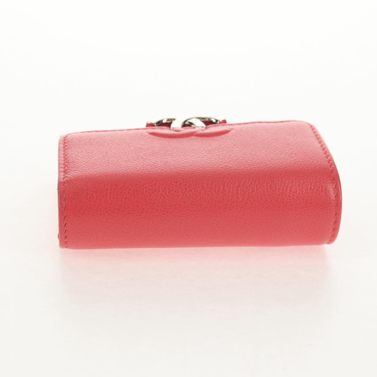 CHANEL Matelasse Compact Wallet Caviar Skin Pink CC Auth 143012M