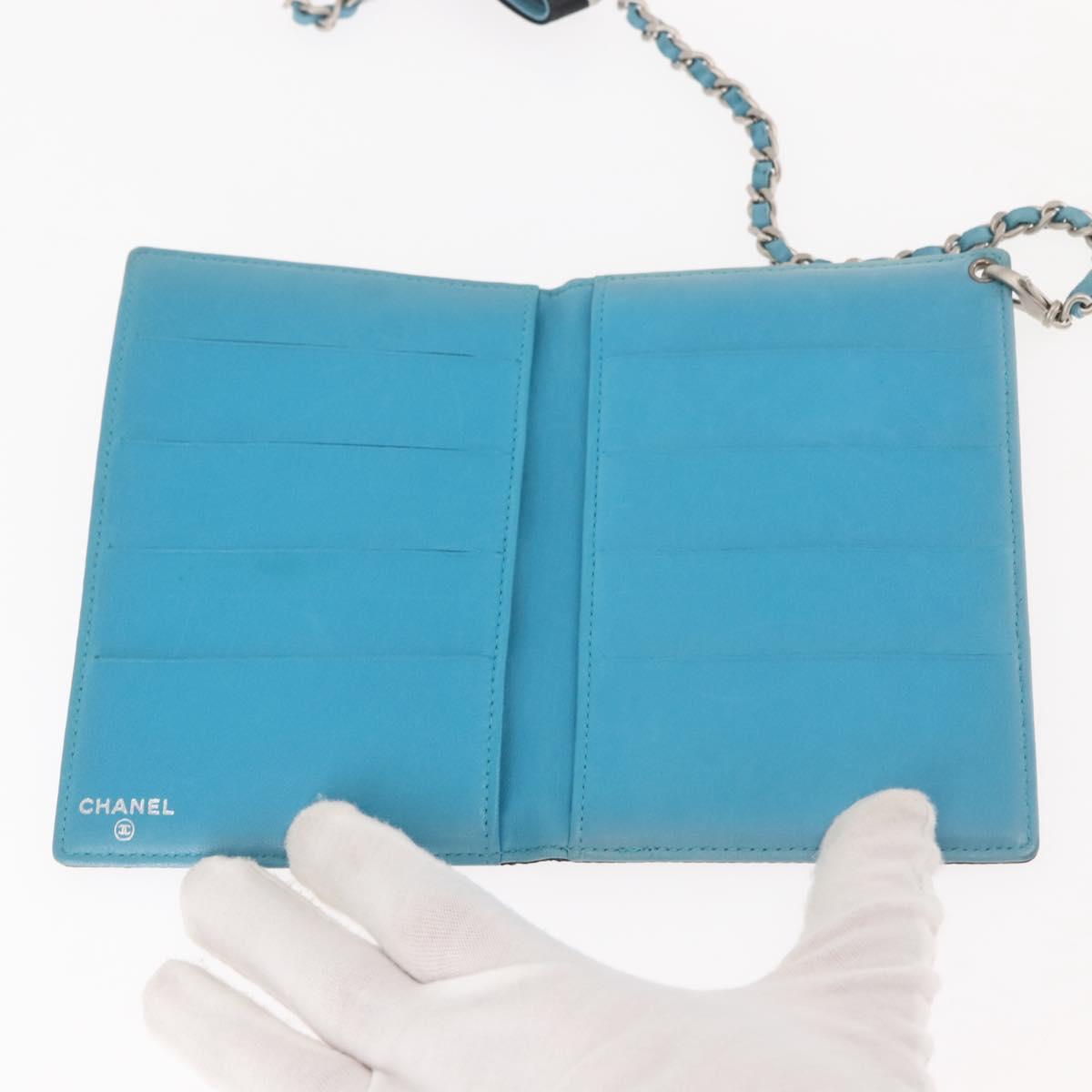 CHANEL Chain Compact Wallet Satin Black CC Auth 143013