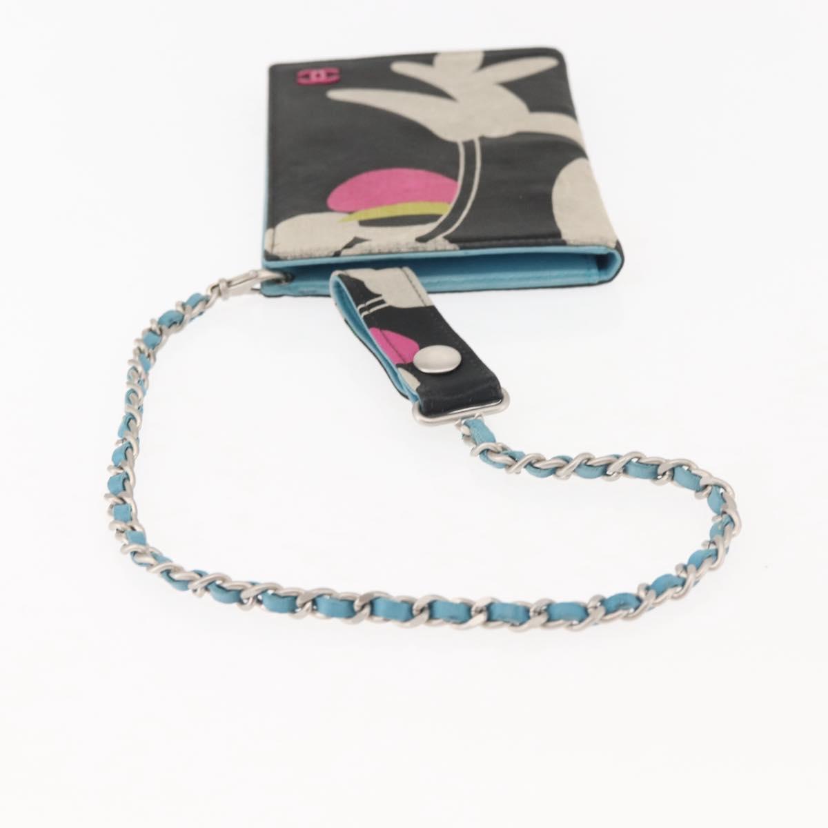 CHANEL Chain Compact Wallet Satin Black CC Auth 143013