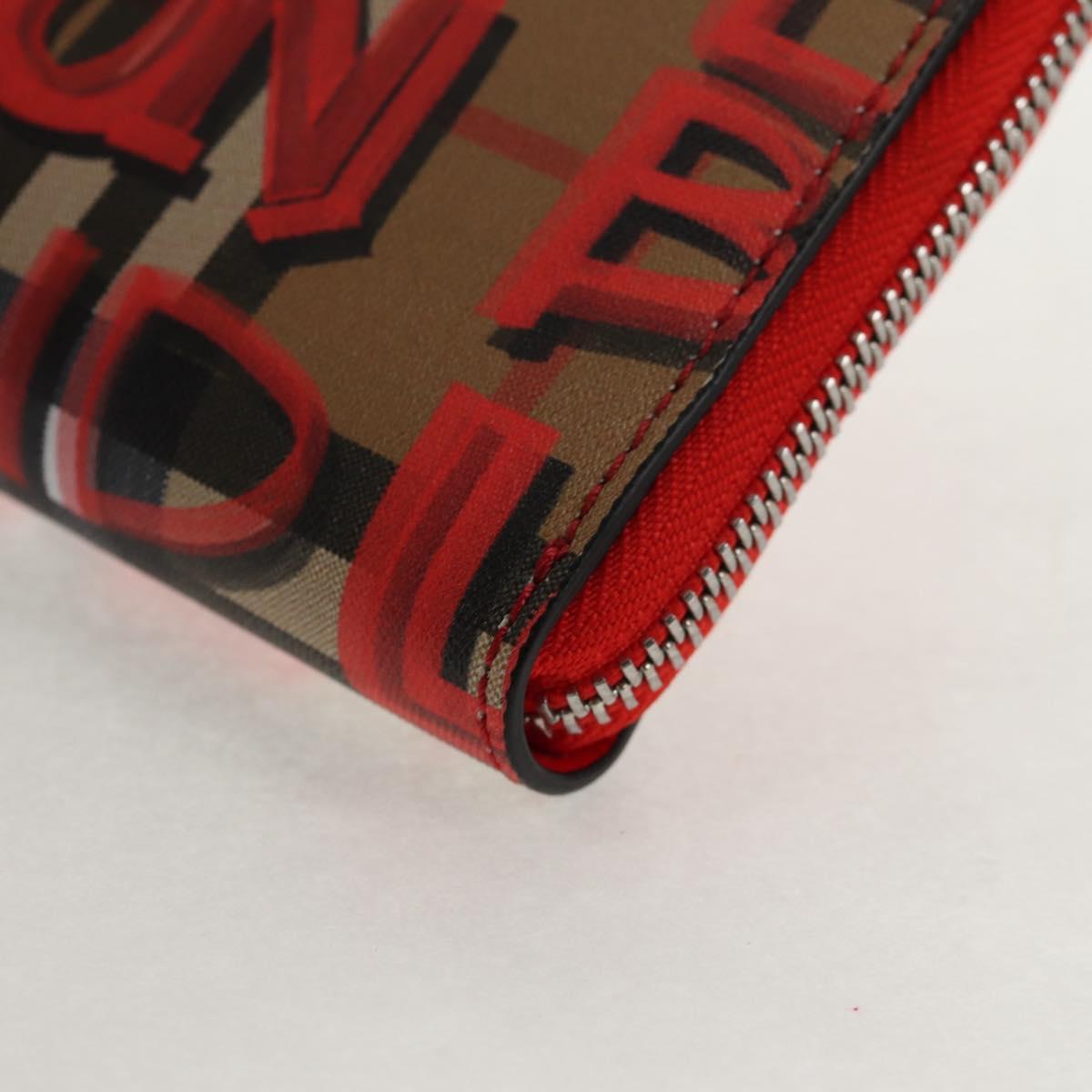 BURBERRY Nova Check Graffiti Long Wallet PVC Beige Auth 143015M