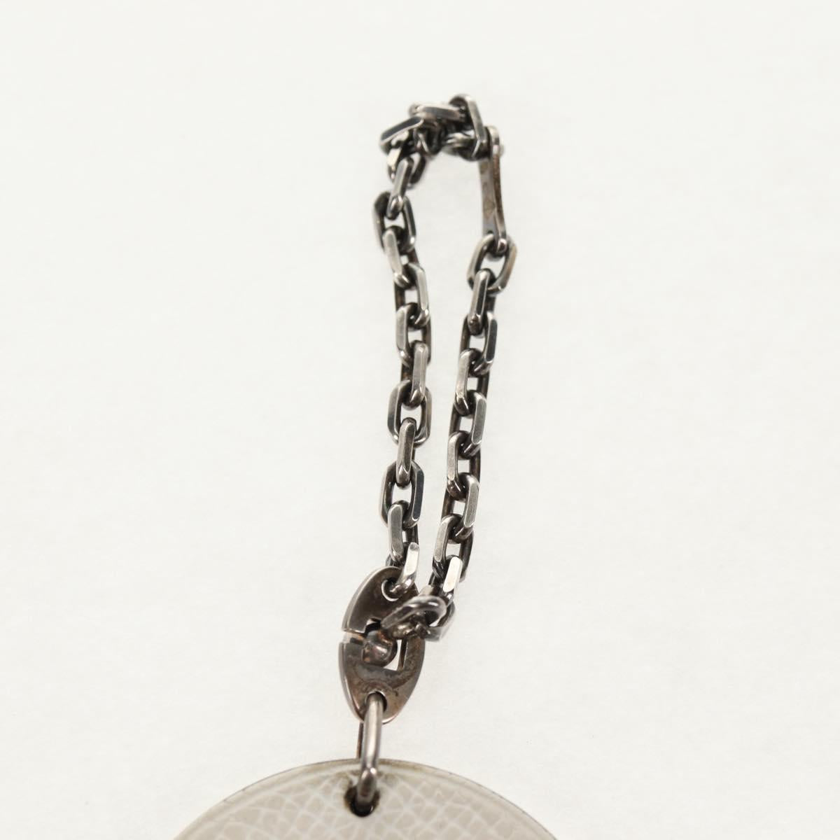 HERMES Bag Charm Leather White Auth 143016