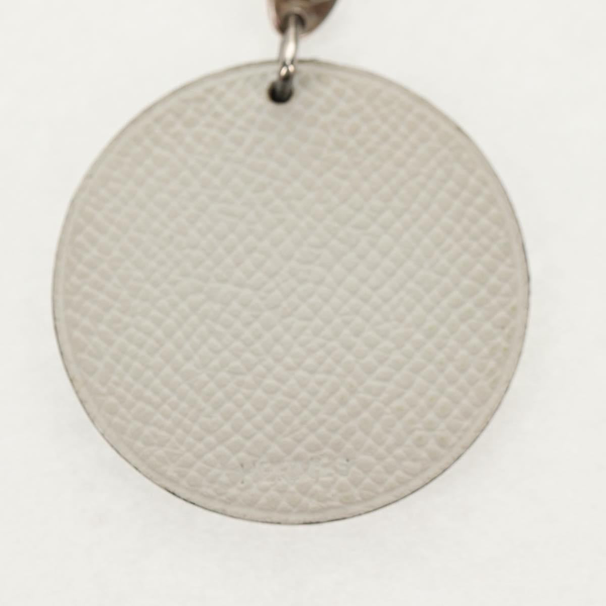 HERMES Bag Charm Leather White Auth 143016