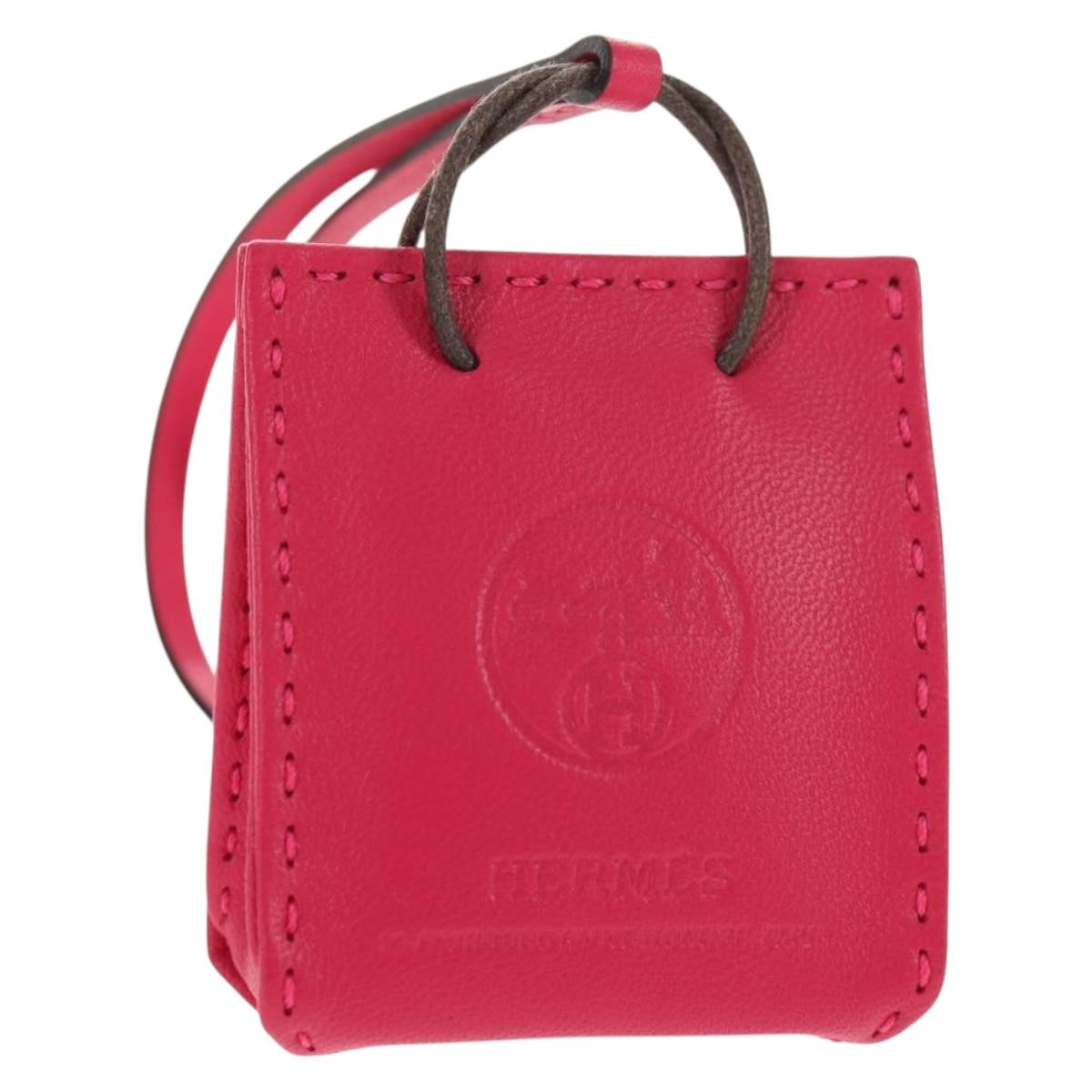 HERMES Sac Orange Charm Leather Pink Auth 143017M