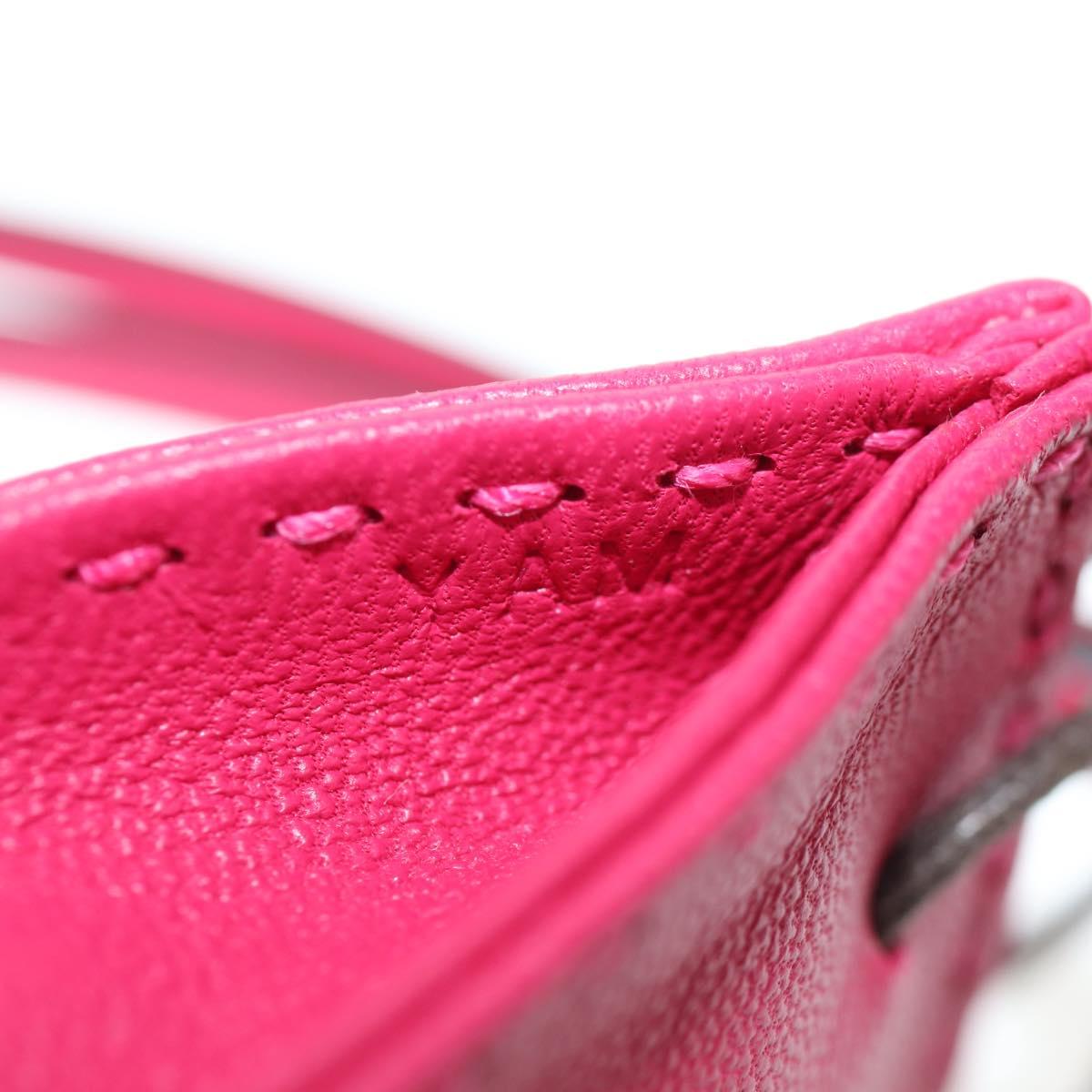 HERMES Sac Orange Charm Leather Pink Auth 143017M