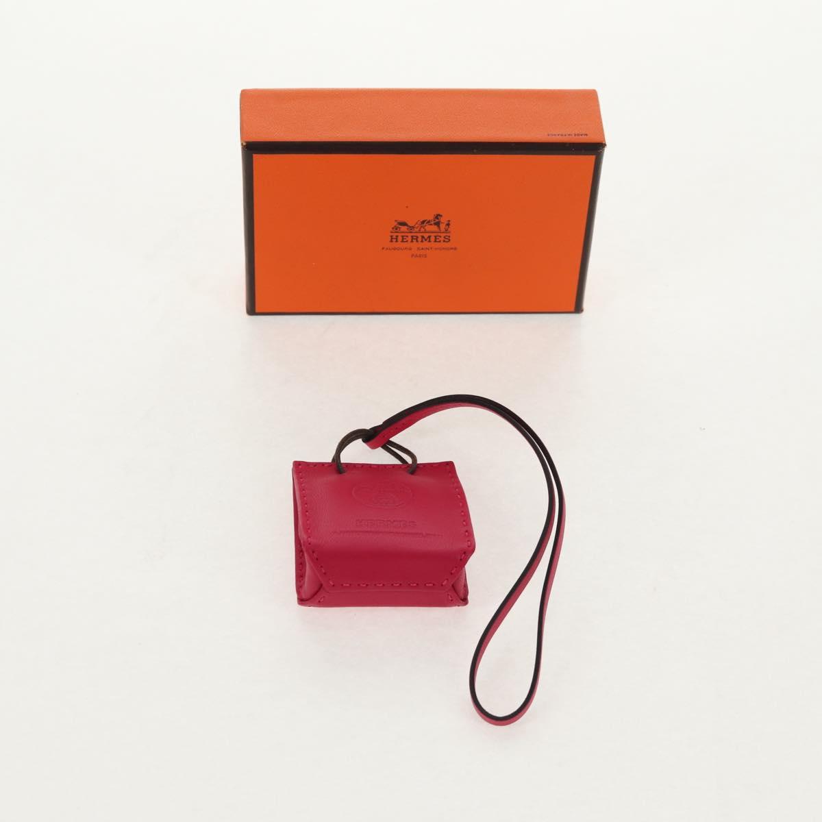HERMES Sac Orange Charm Leather Pink Auth 143017M