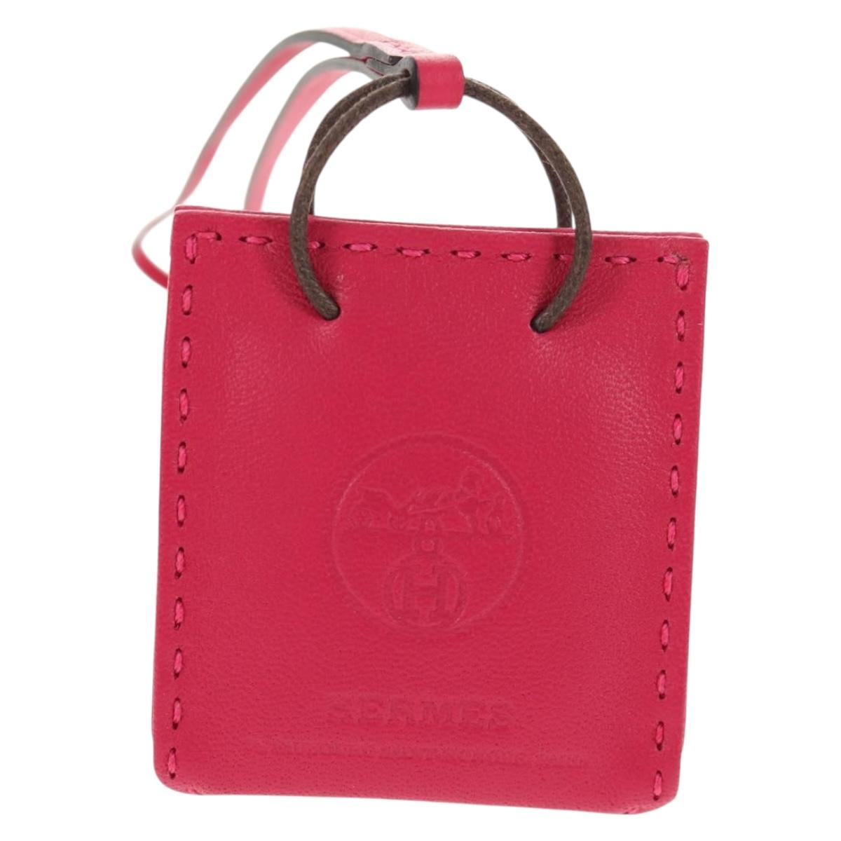 HERMES Sac Orange Charm Leather Pink Auth 143017M