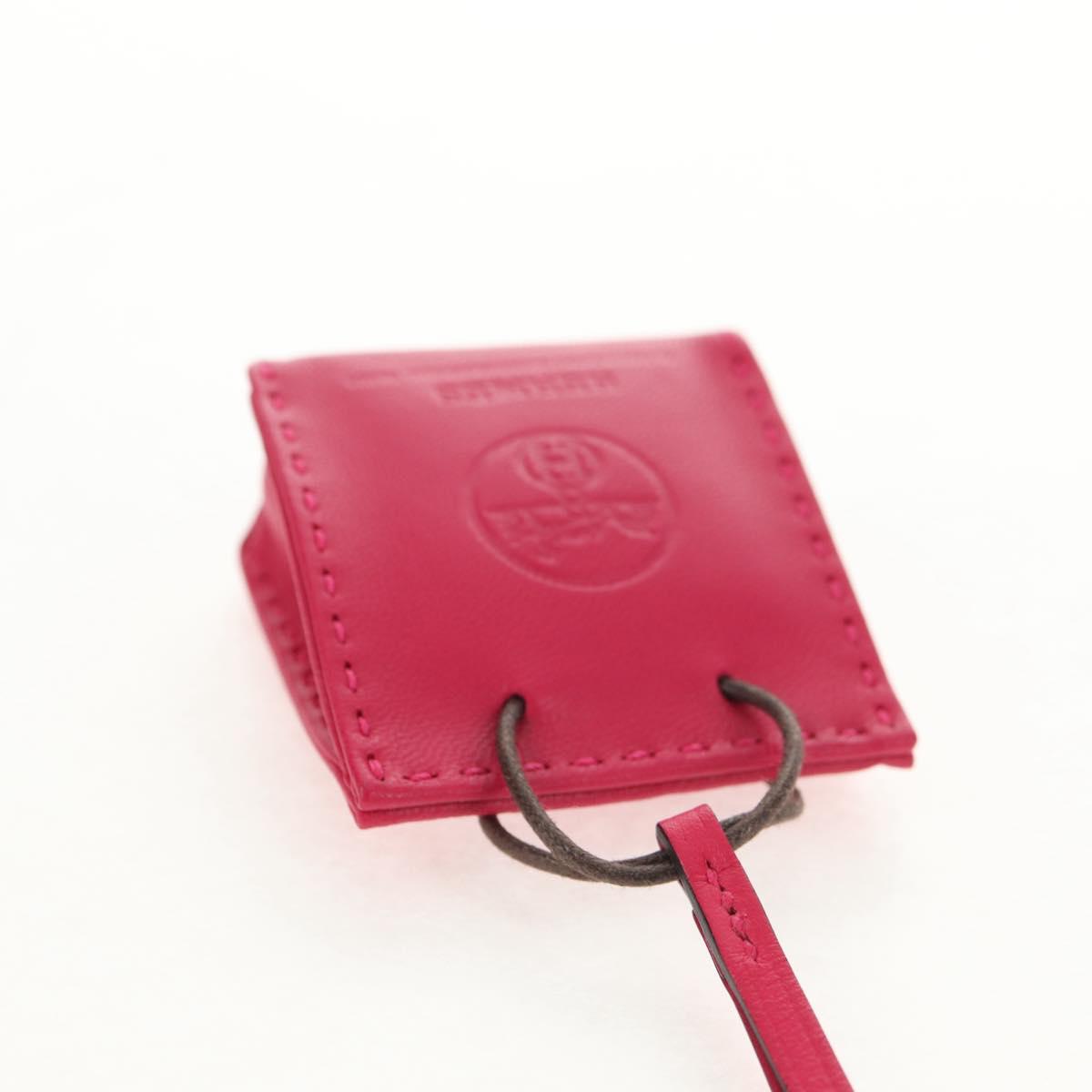 HERMES Sac Orange Charm Leather Pink Auth 143017M