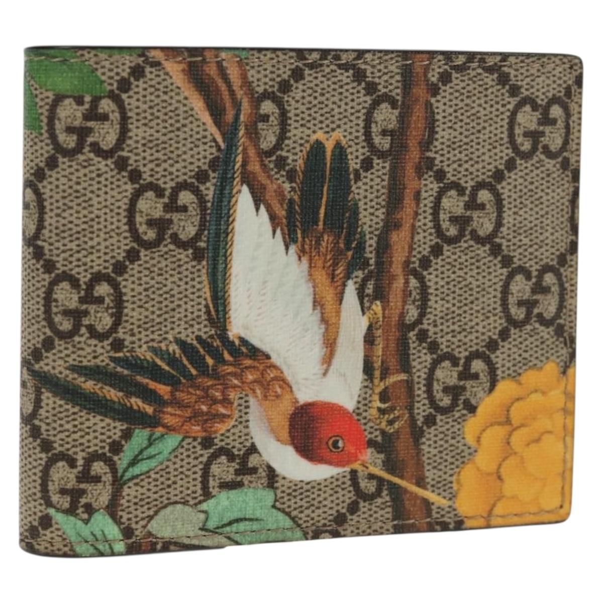 GUCCI GG Supreme Wallet PVC Beige Auth 143023M