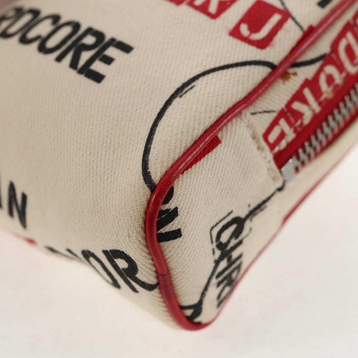 Christian Dior Hardcore Pouch Canvas White Red Auth 143024V