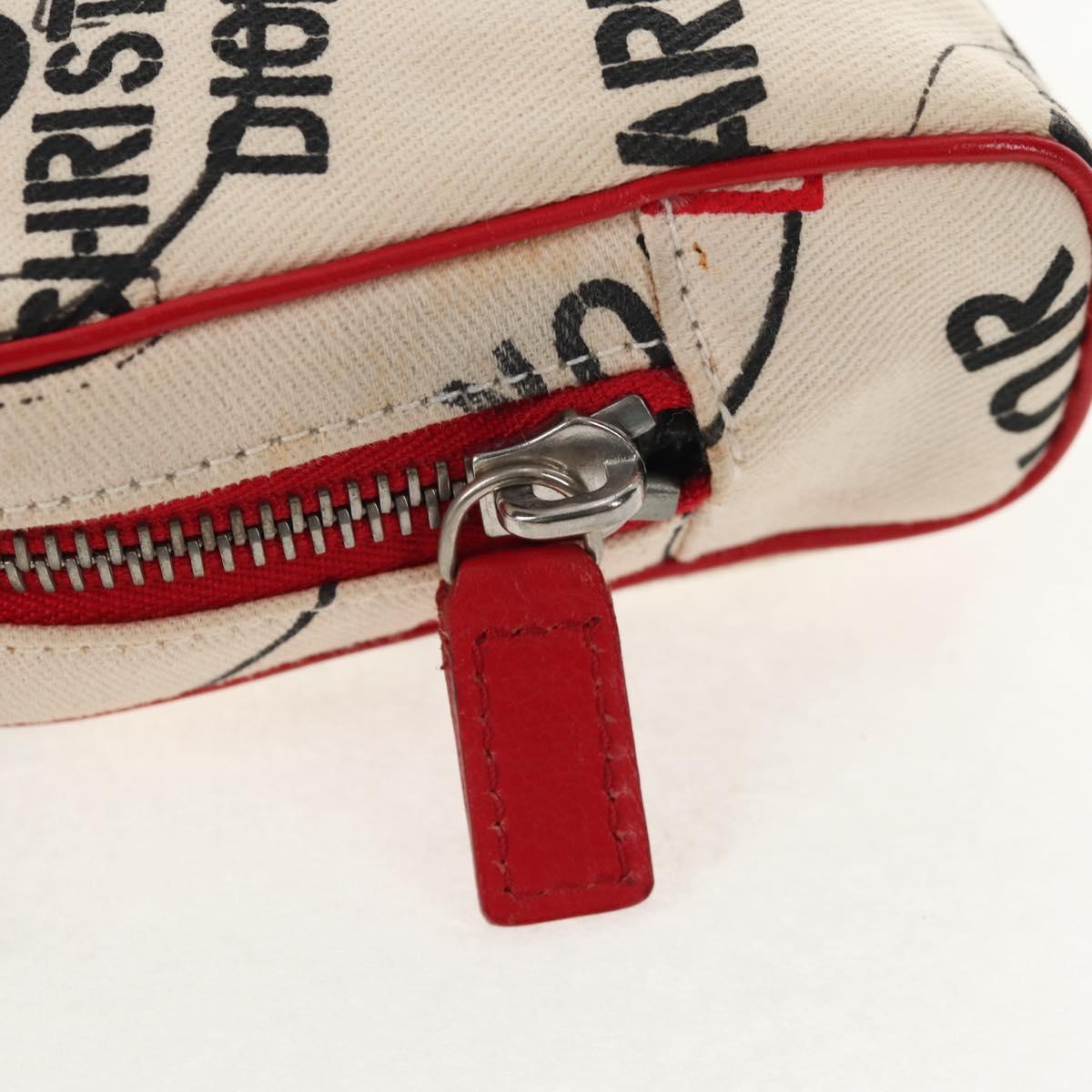 Christian Dior Hardcore Pouch Canvas White Red Auth 143024V