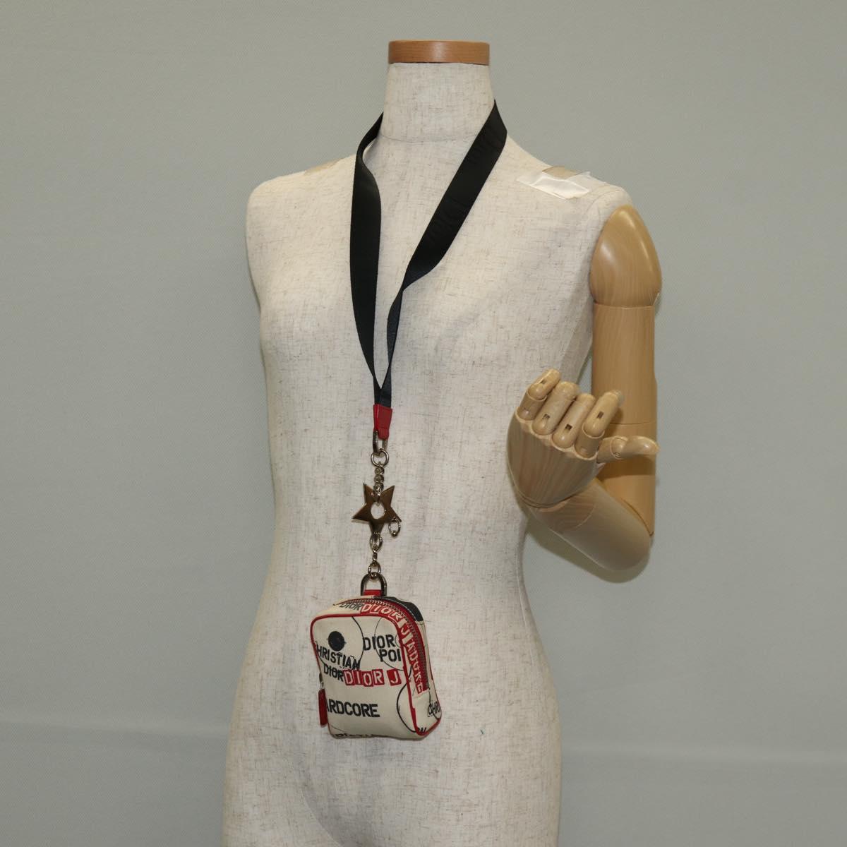 Christian Dior Hardcore Pouch Canvas White Red Auth 143024V