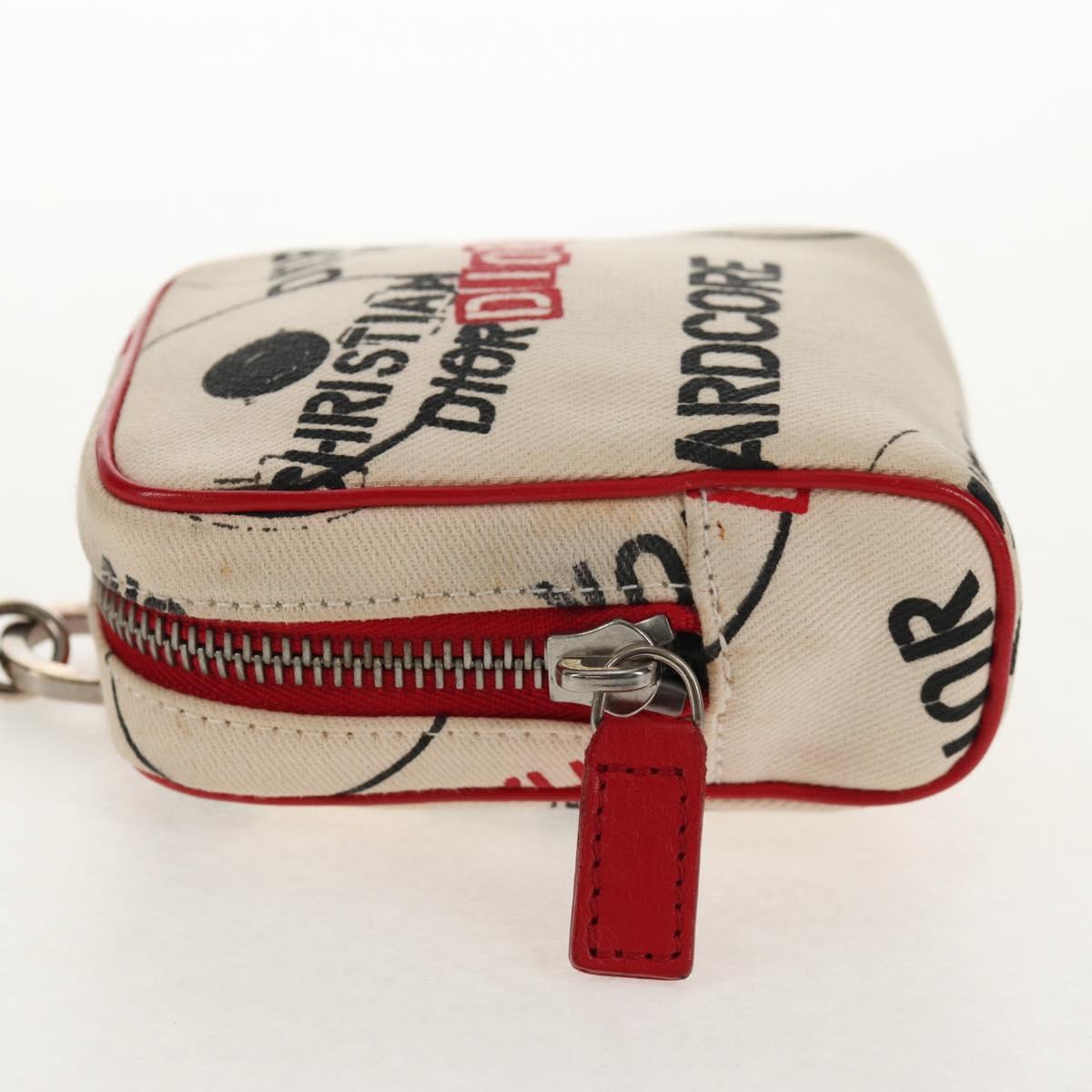 Christian Dior Hardcore Pouch Canvas White Red Auth 143024V