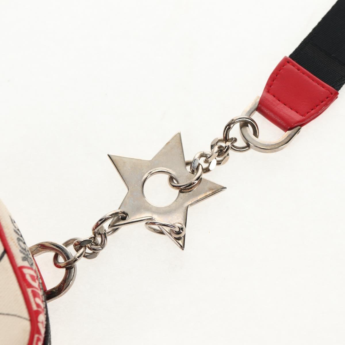 Christian Dior Hardcore Pouch Canvas White Red Auth 143024V