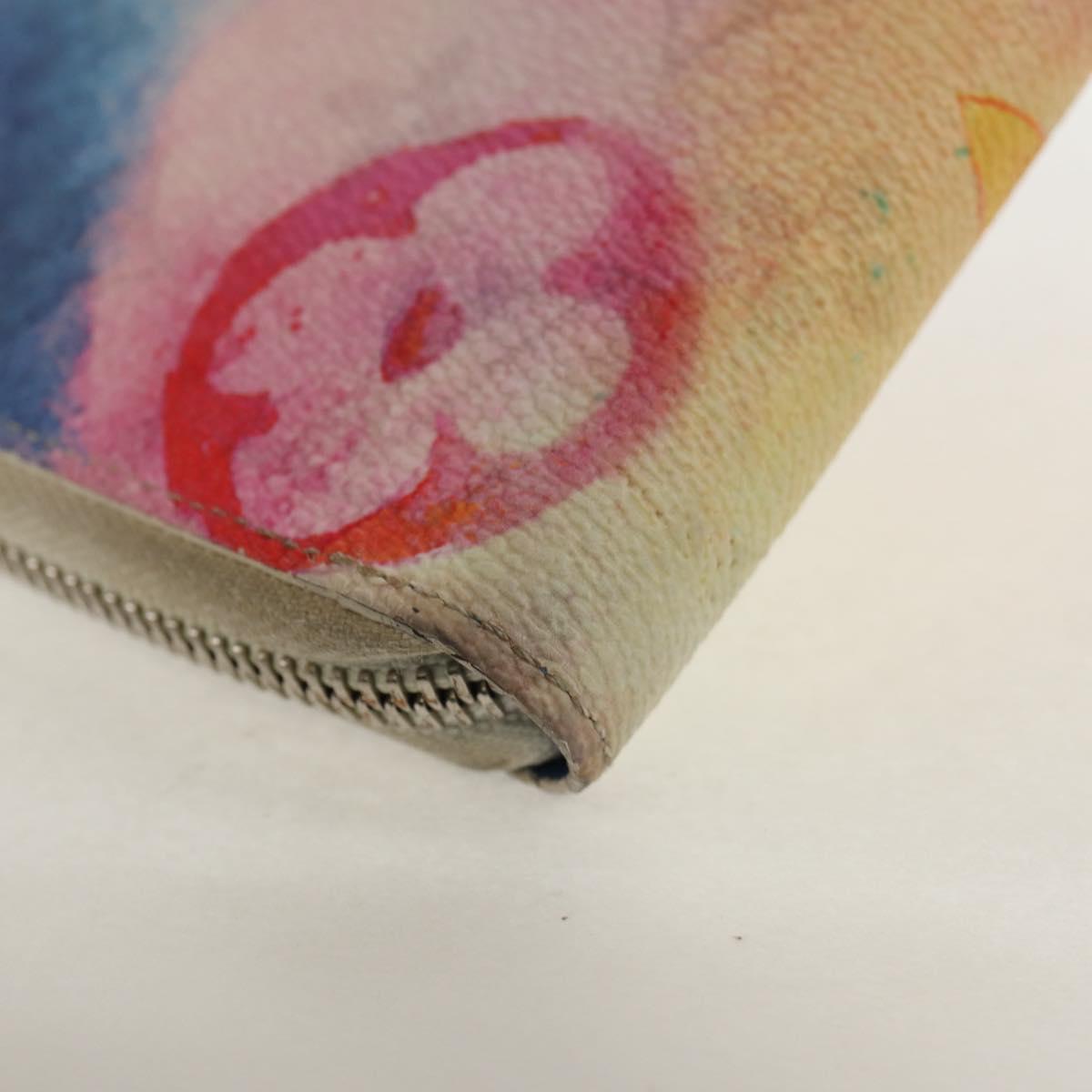 LOUIS VUITTON Monogram Watercolor Zippy Wallet Vertical Blue M80499 Auth 143028A
