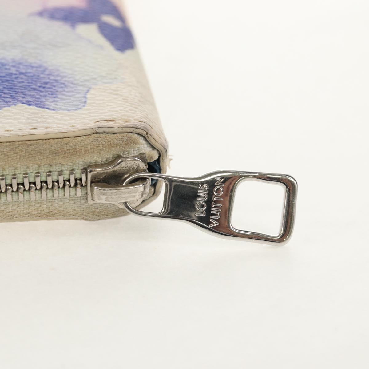 LOUIS VUITTON Monogram Watercolor Zippy Wallet Vertical Blue M80499 Auth 143028A