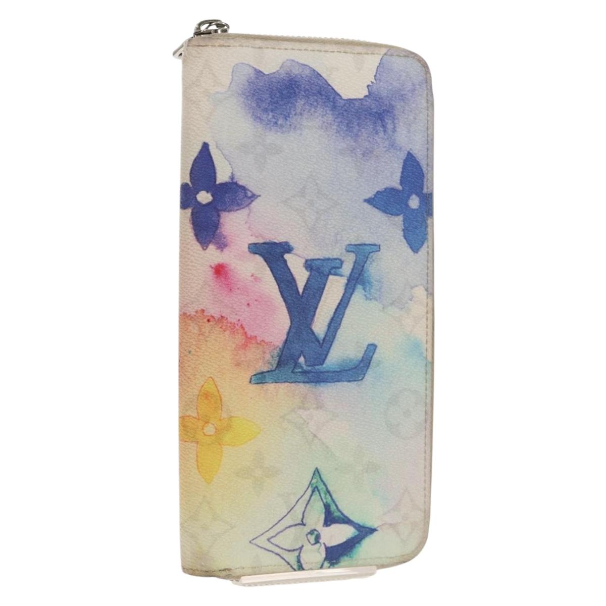 LOUIS VUITTON Monogram Watercolor Zippy Wallet Vertical Blue M80499 Auth 143028A