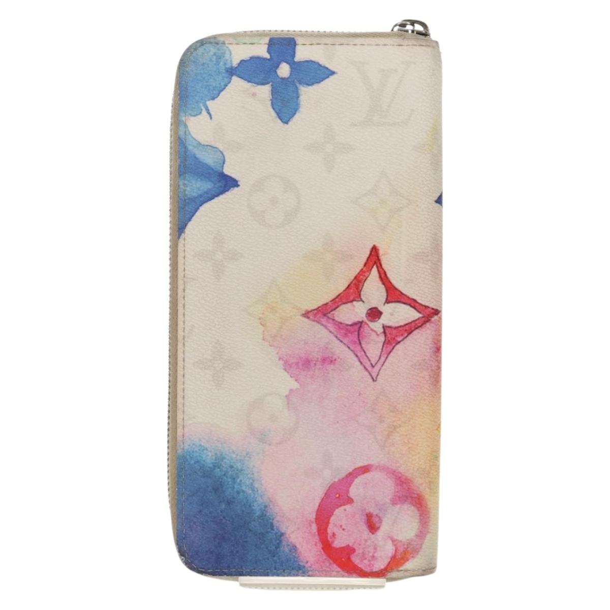 LOUIS VUITTON Monogram Watercolor Zippy Wallet Vertical Blue M80499 Auth 143028A