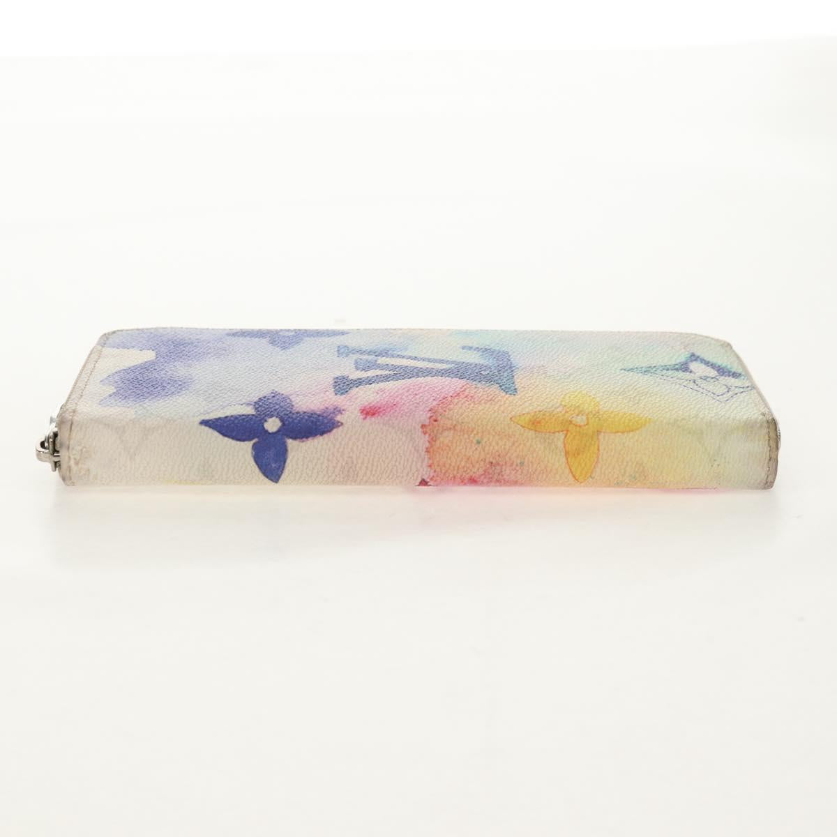 LOUIS VUITTON Monogram Watercolor Zippy Wallet Vertical Blue M80499 Auth 143028A
