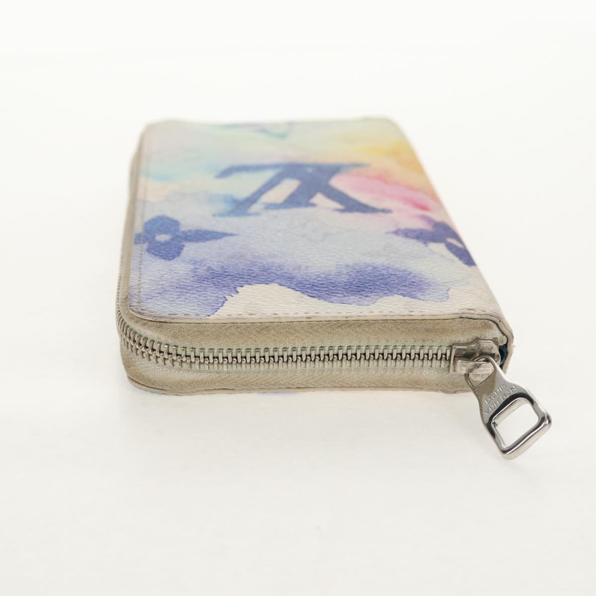 LOUIS VUITTON Monogram Watercolor Zippy Wallet Vertical Blue M80499 Auth 143028A