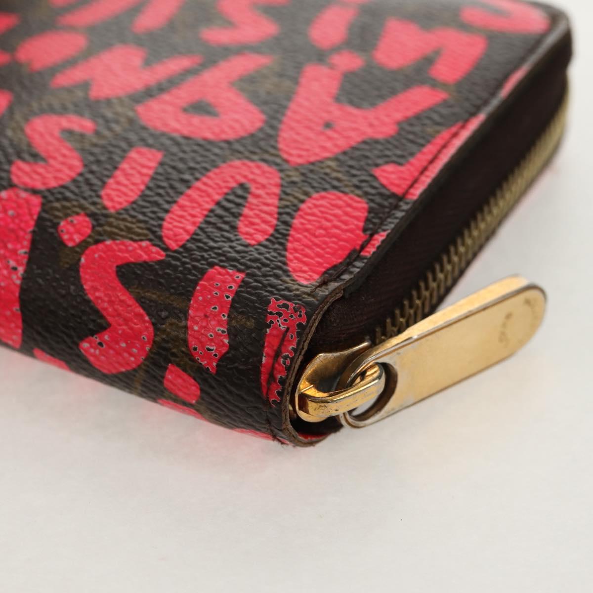 LOUIS VUITTON Monogram Graffiti Zippy Wallet Wallet Pink M93710 Auth 143030V