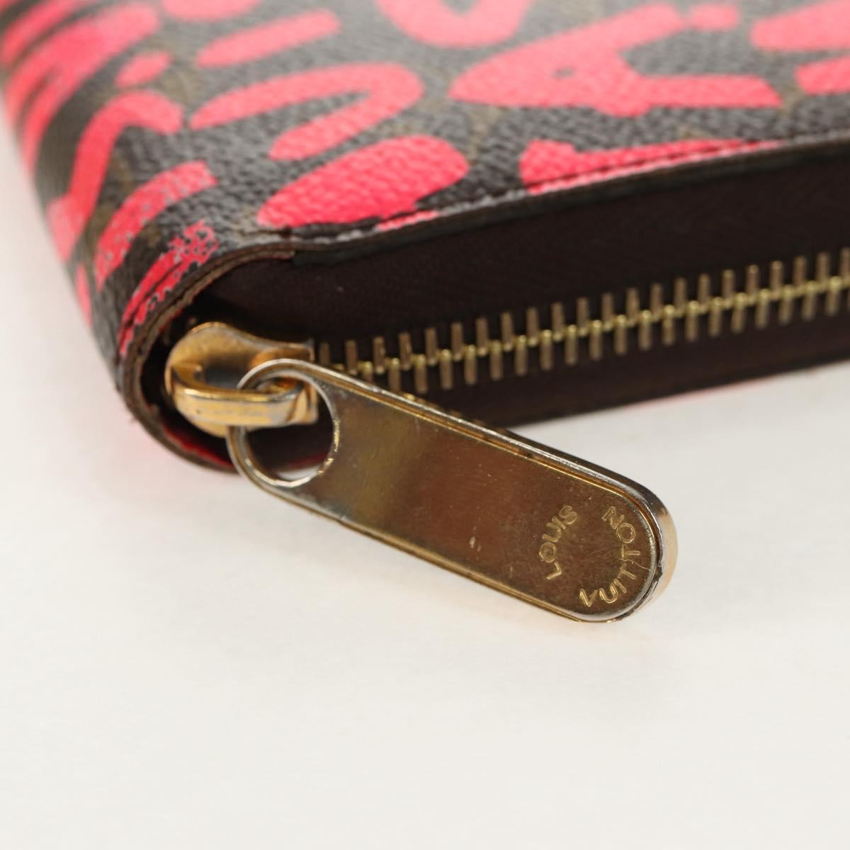 LOUIS VUITTON Monogram Graffiti Zippy Wallet Wallet Pink M93710 Auth 143030V