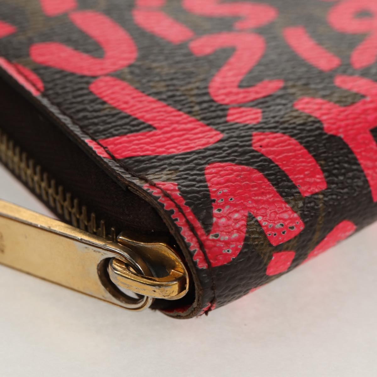 LOUIS VUITTON Monogram Graffiti Zippy Wallet Wallet Pink M93710 Auth 143030V