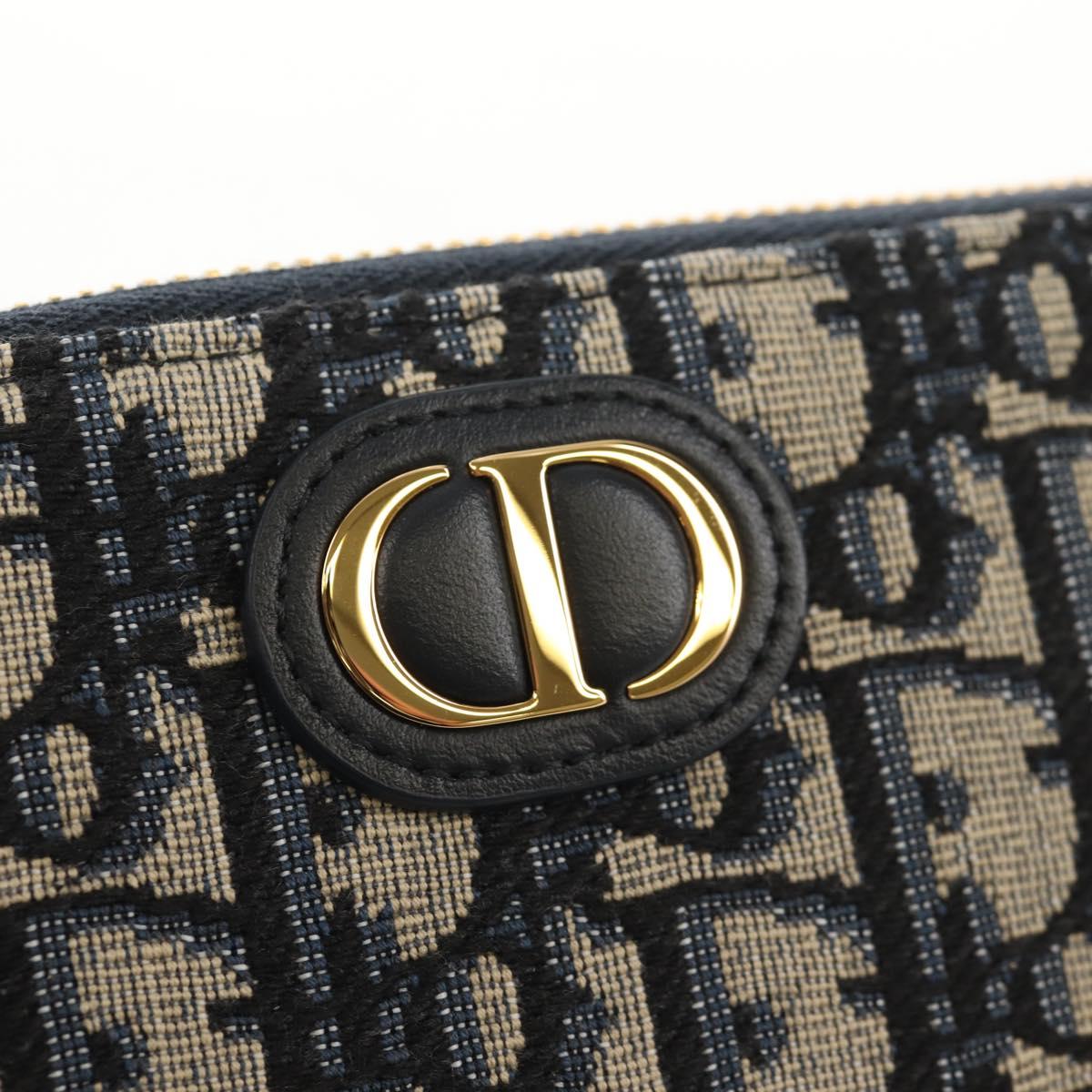 Christian Dior Trotter Canvas Oblique Jacquard Long Wallet Navy Auth 143038SAM