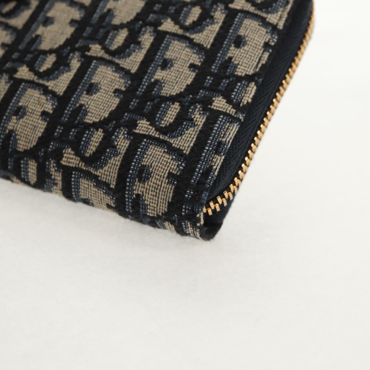 Christian Dior Trotter Canvas Oblique Jacquard Long Wallet Navy Auth 143038SAM