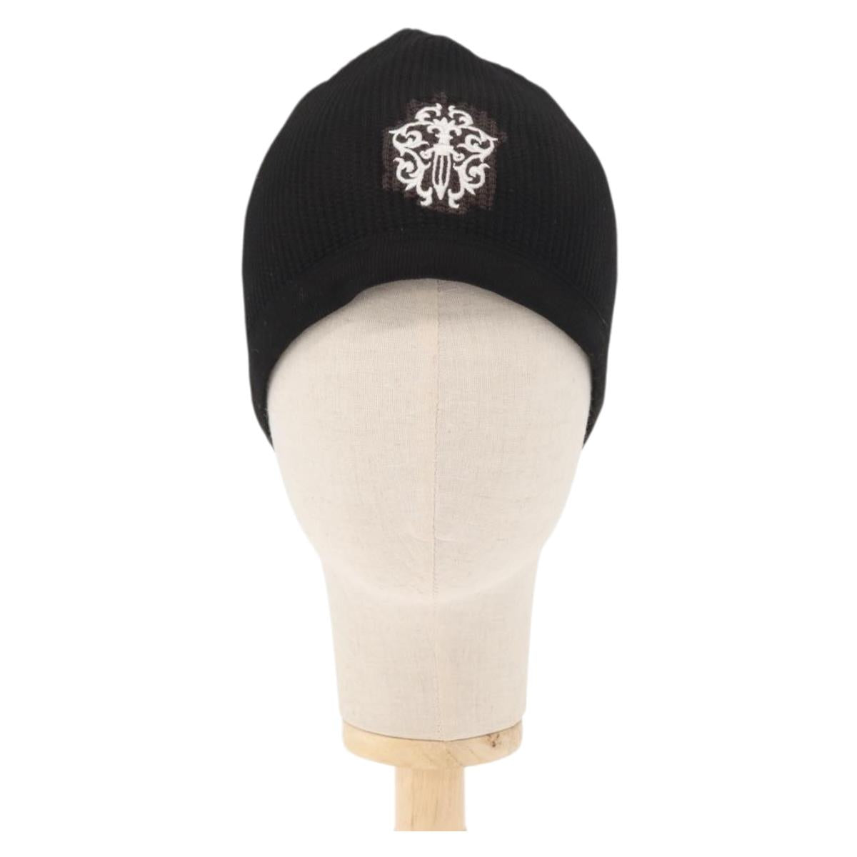Chrome Hearts Vinegar Scroll Label Thermal Beanie Cotton Black Auth 143039M
