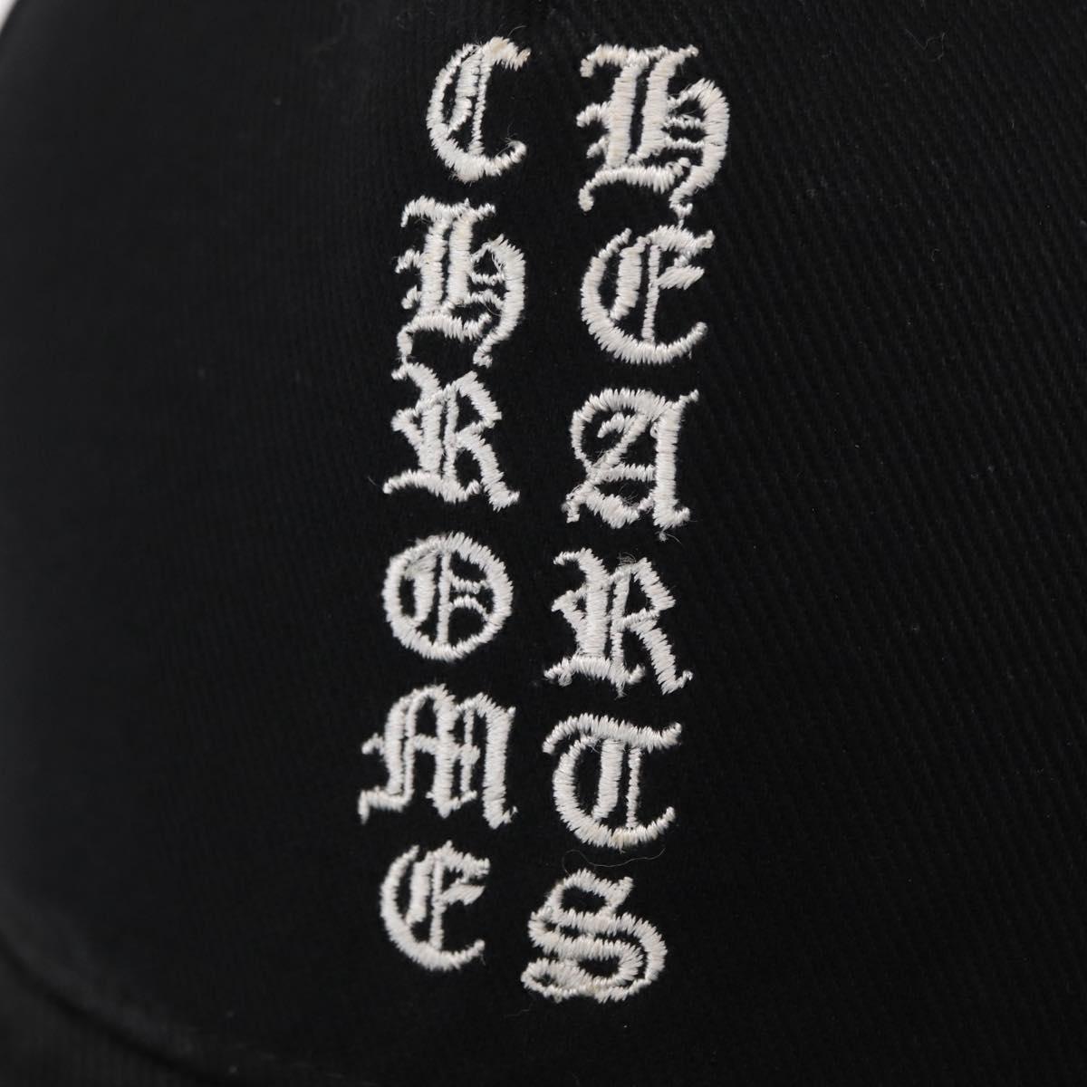 Chrome Hearts CH Plus Vertical Logo Denim Trucker Cap Cotton Black Auth 143040M