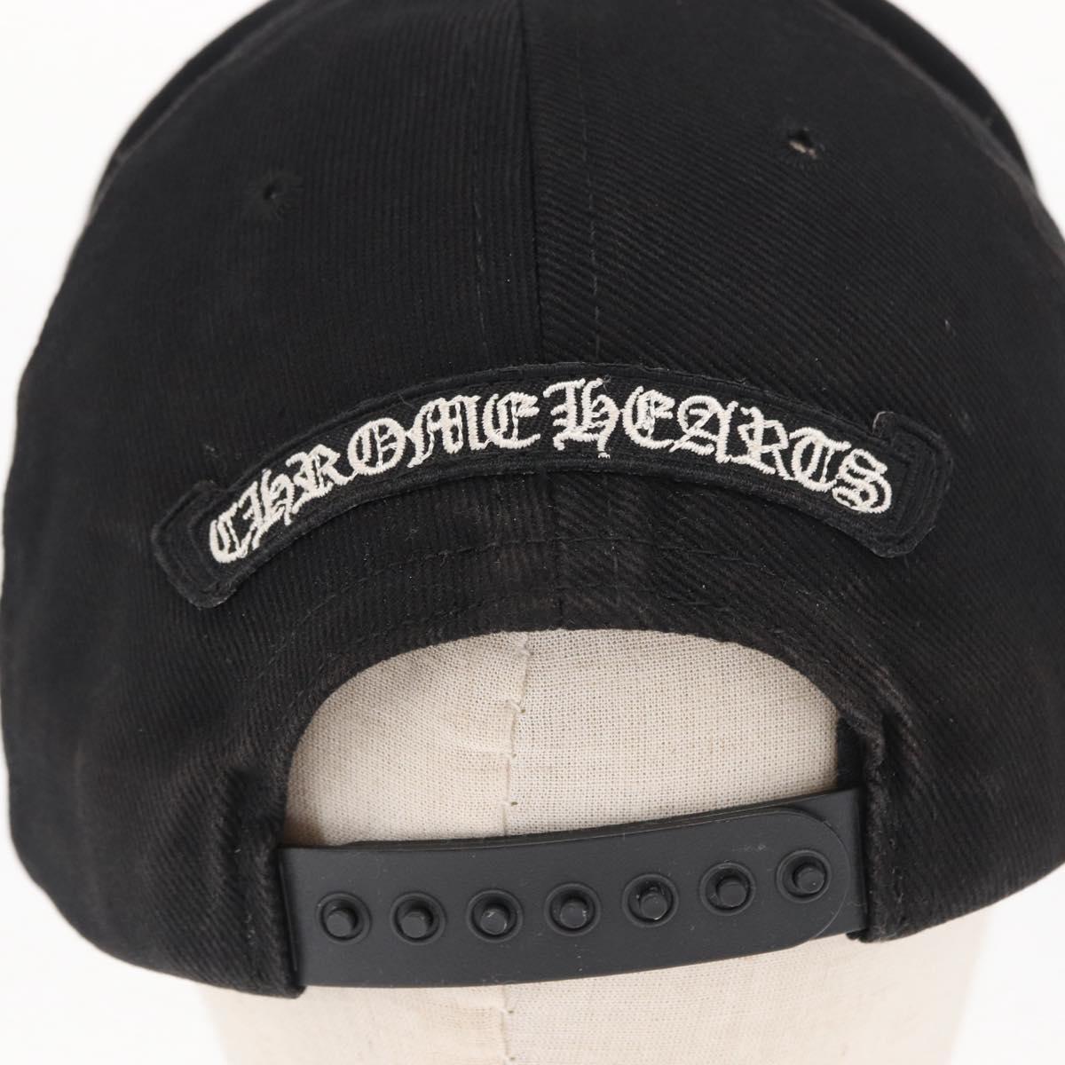 Chrome Hearts CH Plus Vertical Logo Denim Trucker Cap Cotton Black Auth 143040M