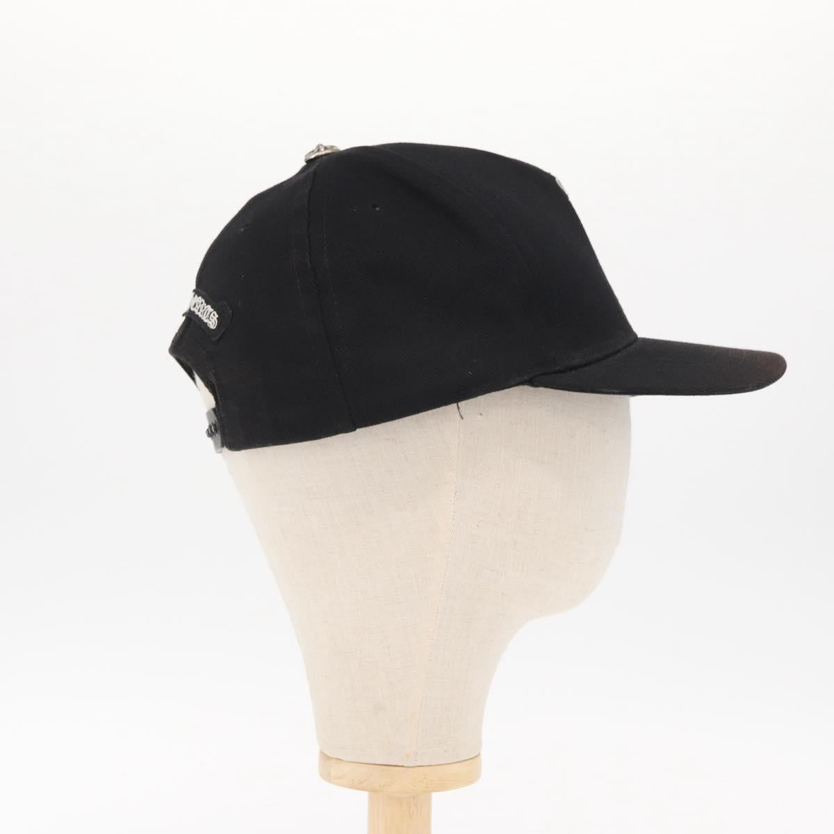 Chrome Hearts CH Plus Vertical Logo Denim Trucker Cap Cotton Black Auth 143040M